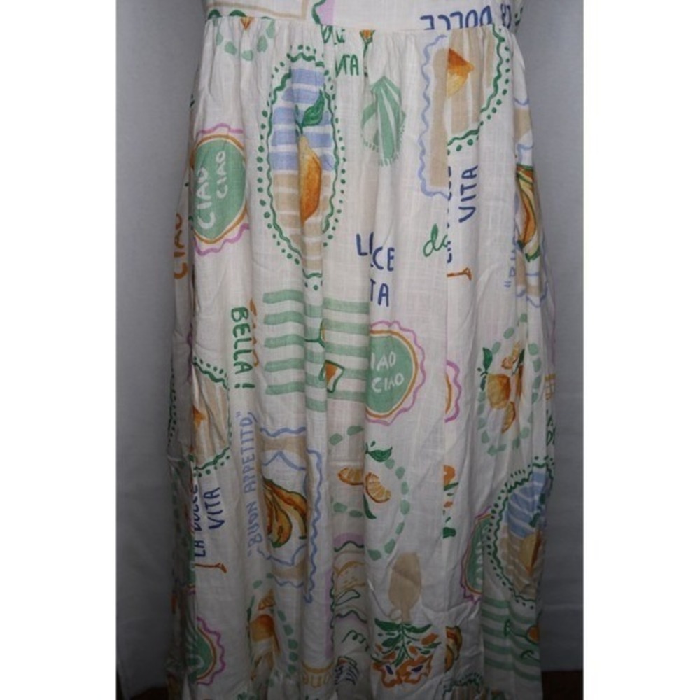 Paper Heart Dress M Fruit Print Maxi Linen Blend Italian Summer Sundress NWT - Picture 6 of 12